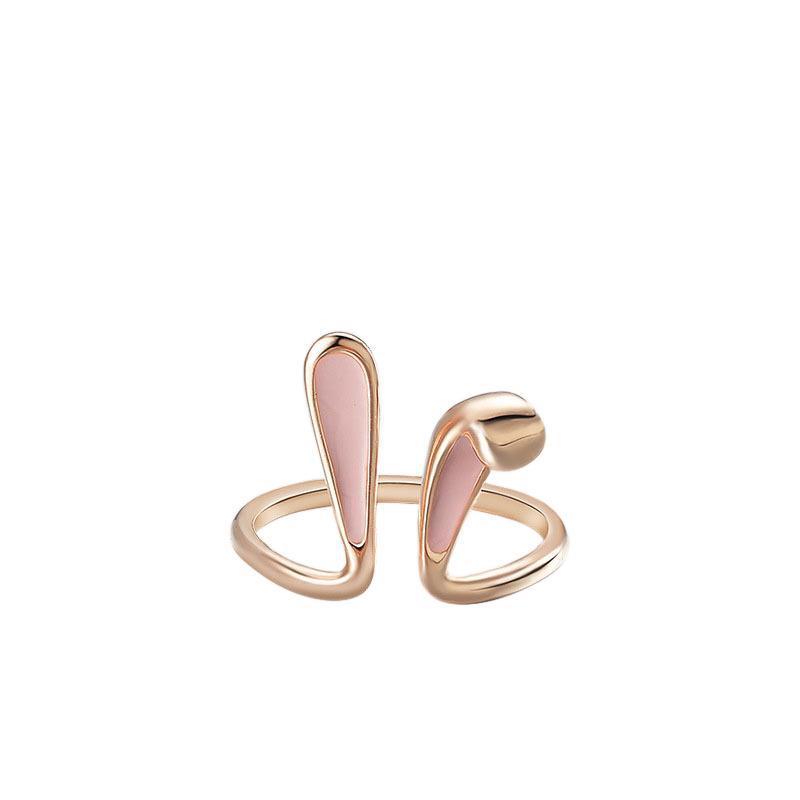 Rose Gold Plated Rabbit Ring Adjustable 925 Silver Jewelry