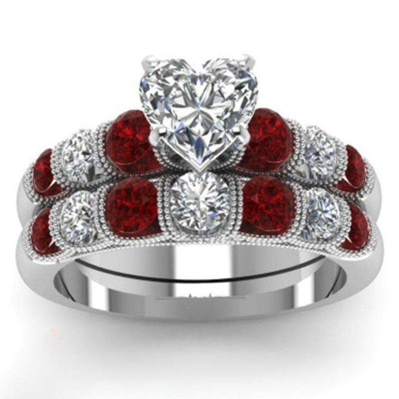 Heart Shaped Ring Set Geometric Alloy Rings For Women