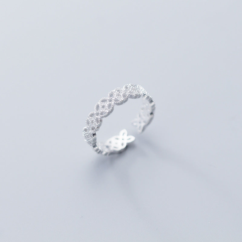 Silver Four Leaf Flower Ring For Index Finger Womens Fashion Jewelry Elegant Floral Design Statement Ring For Occasions