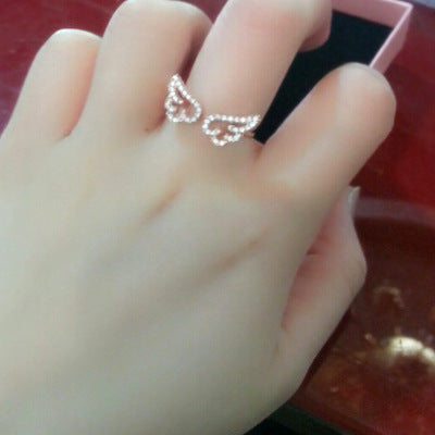 Womens Angel Wings Ring Cute Copper Plated Ring Lightweight Elegant Design For Girls Everyday Wear Jewelry Gift Silver
