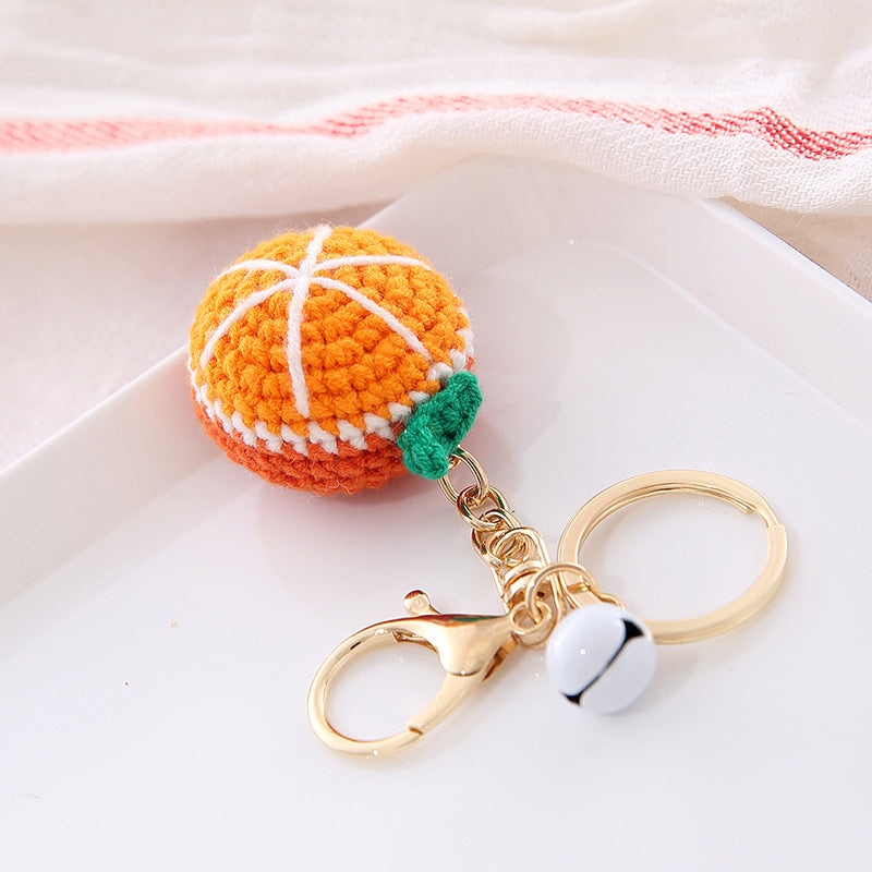 Fruit Keychain Cute Creative Key Chain With Plastic Design Fun Accessory For Keys Bags Peach Pendant Wool Ball
