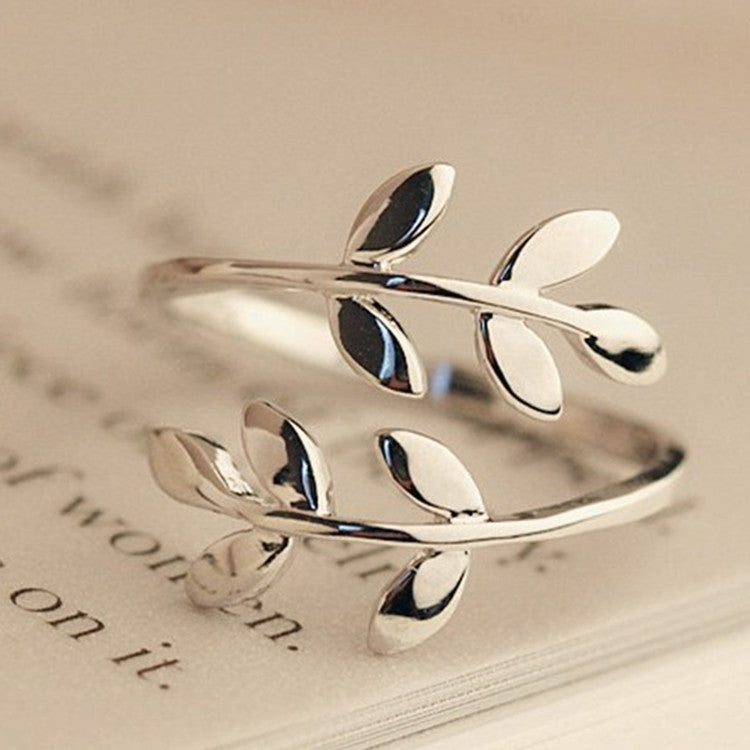 Leaf Ring Foliage Design Electroplated Alloy Jewelry