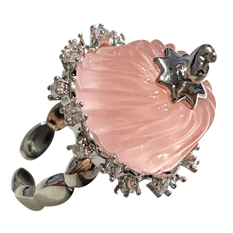 Pudding Ring For Women Special Interest Design Light Luxury Copper Open Ring Ice Cream Inspired Fashion Trendy