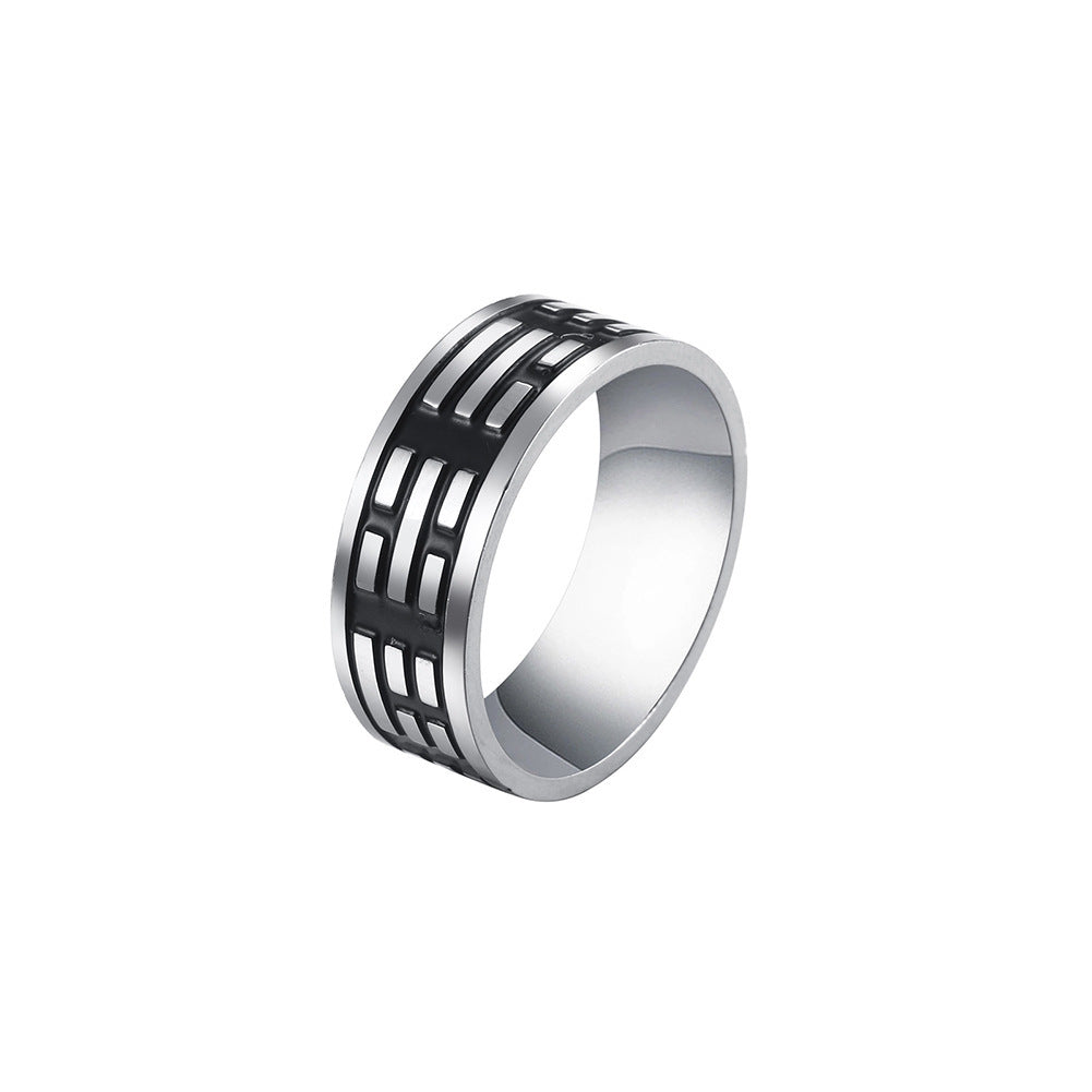 Mens Stainless Steel Ring Design Electroplated Finish Simple Personality Ring Everyday Wear Band Durable Steel
