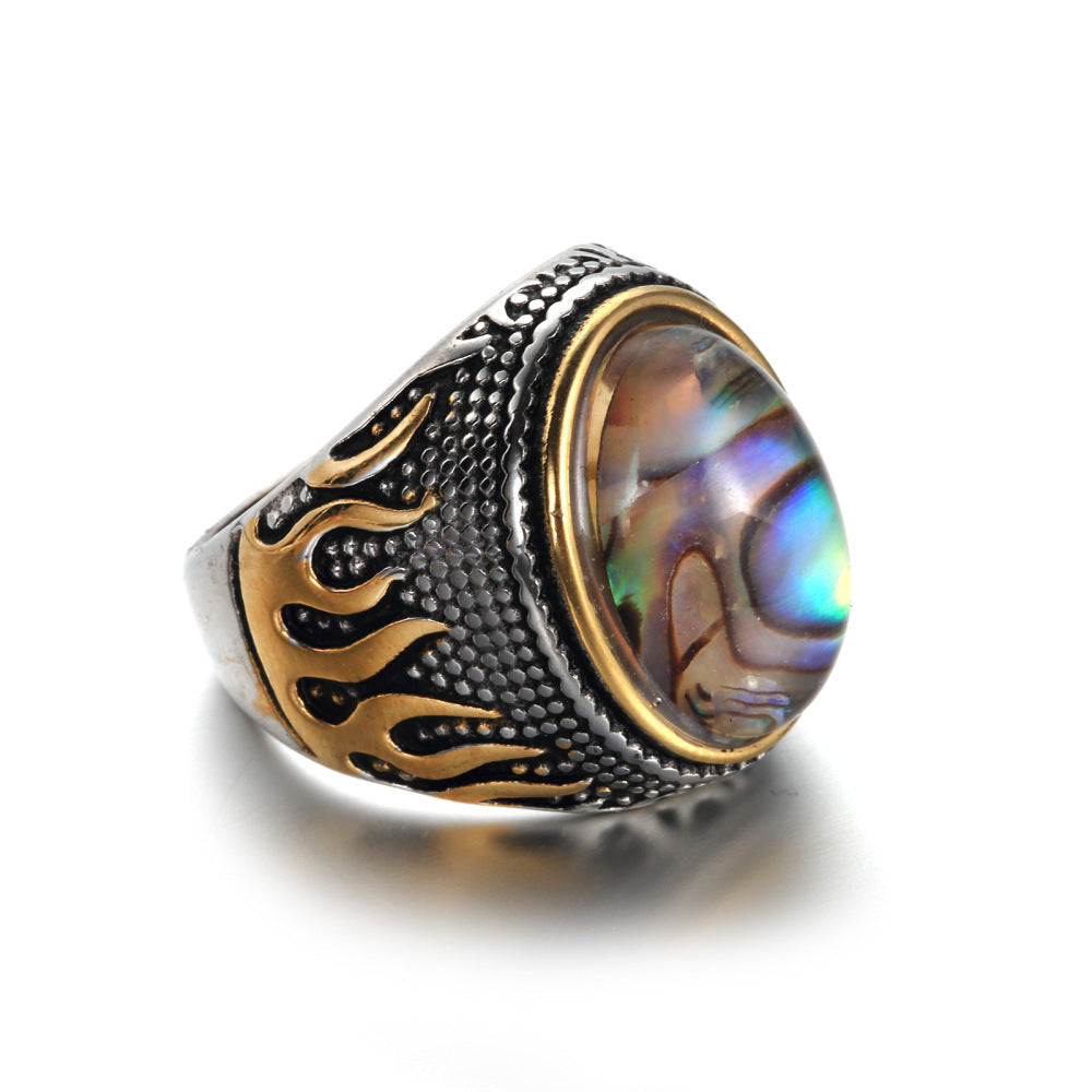Stainless Steel Tiger Eye Ring Geometrical Flame Design Fashion Jewelry for Men and Women Europe Americas Gifts