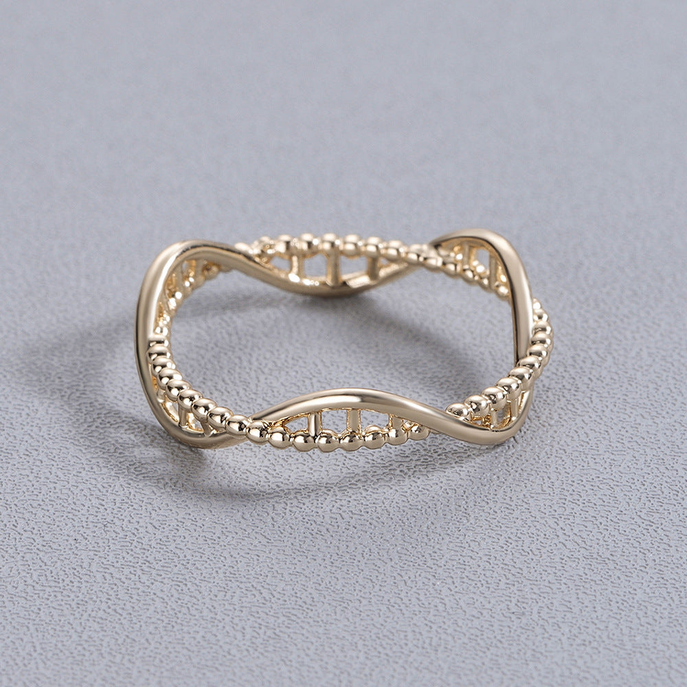 Women Ring Rotating Hollowed DNA Design Electroplated Alloy Trendy Jewelry Index Finger Elegant Ring For Women