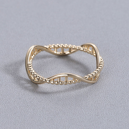 Women Ring Rotating Hollowed DNA Design Electroplated Alloy Trendy Jewelry Index Finger Elegant Ring For Women