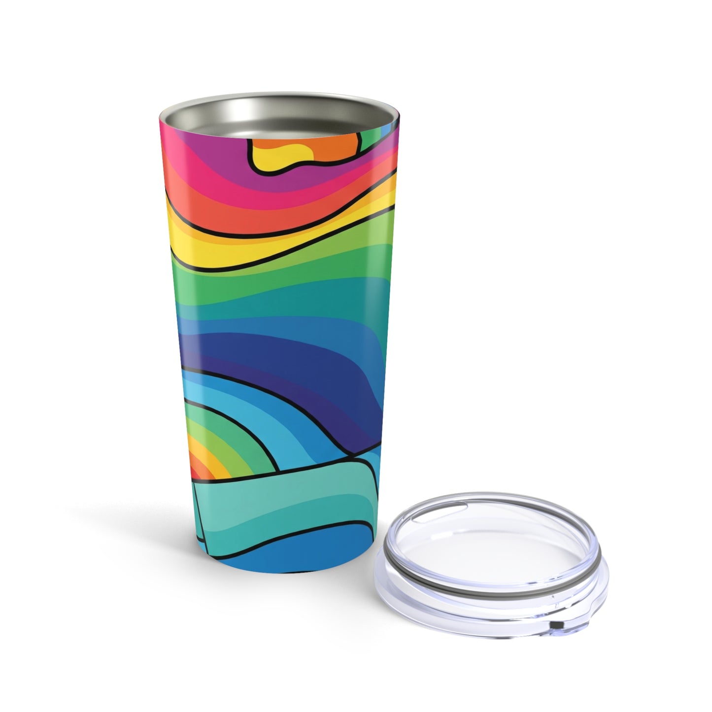 20oz Stainless Steel Travel Mug With Lid Double Wall Vacuum Insulated Leak Proof Printed Design For Hot And Cold