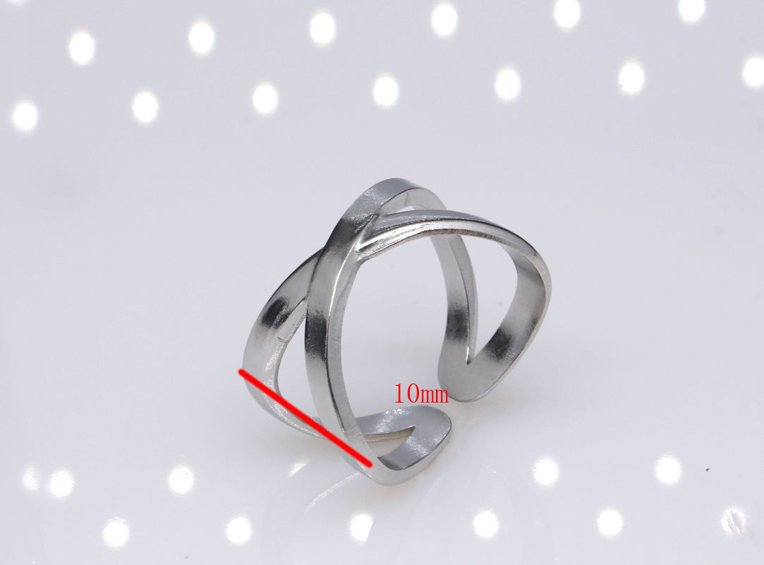Titanium Steel Adjustable Cross Ring Geometric Electroplated Jewelry For Men Women Unisex Everyday Jewelry Look