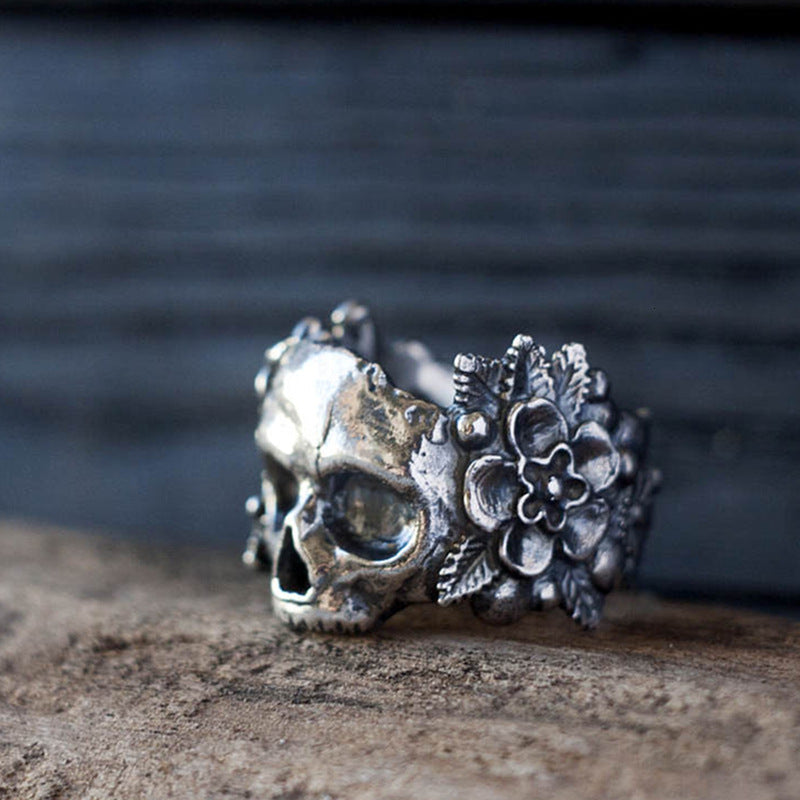 Electroplated Metal Skull Headband With Flower Vintage Ghost Headpiece Hair Accessory Individually Packed Gift