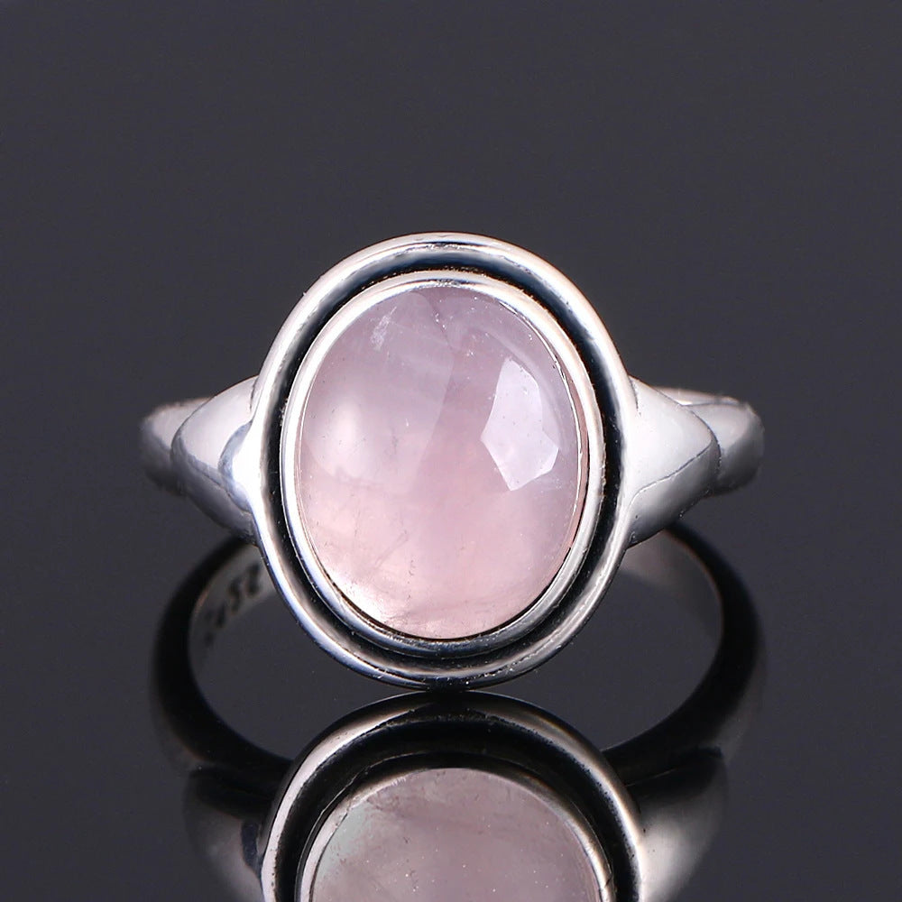 Retro Pattern Crystal Gemstone Flower Ring Pink Copper For Women US Sizes 06 07 8 9 10 Elegant Vintage Jewelry