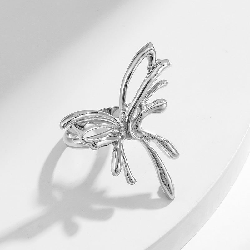 Womens Butterfly Bow Insect Ring Lava Metal Alloy Fashion Jewelry Statement Piece Unique Design Everyday Wear