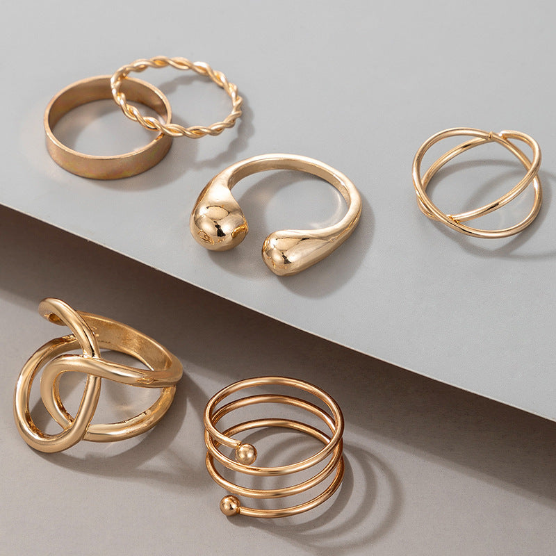 Womens Bohemian Rings Set Retro Geometric Knuckle Ring Stackable Metal Alloy Fashion Jewelry Ring Set In Style