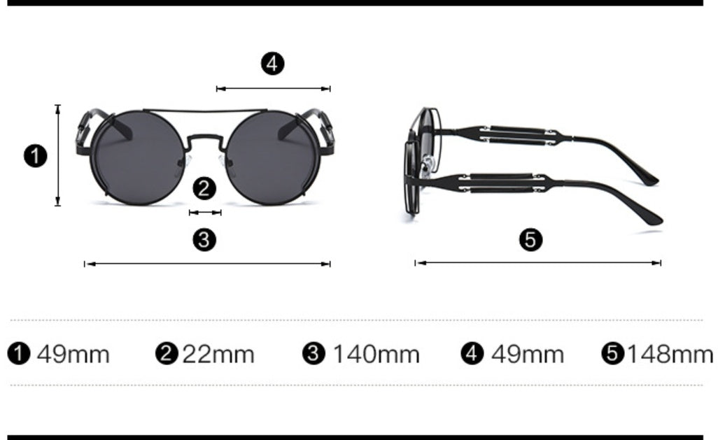 Mens Steampunk Sunglasses With Metal Frame And Plastic Accents Unique Double Spring Leg Design Fashion Eyewear Style
