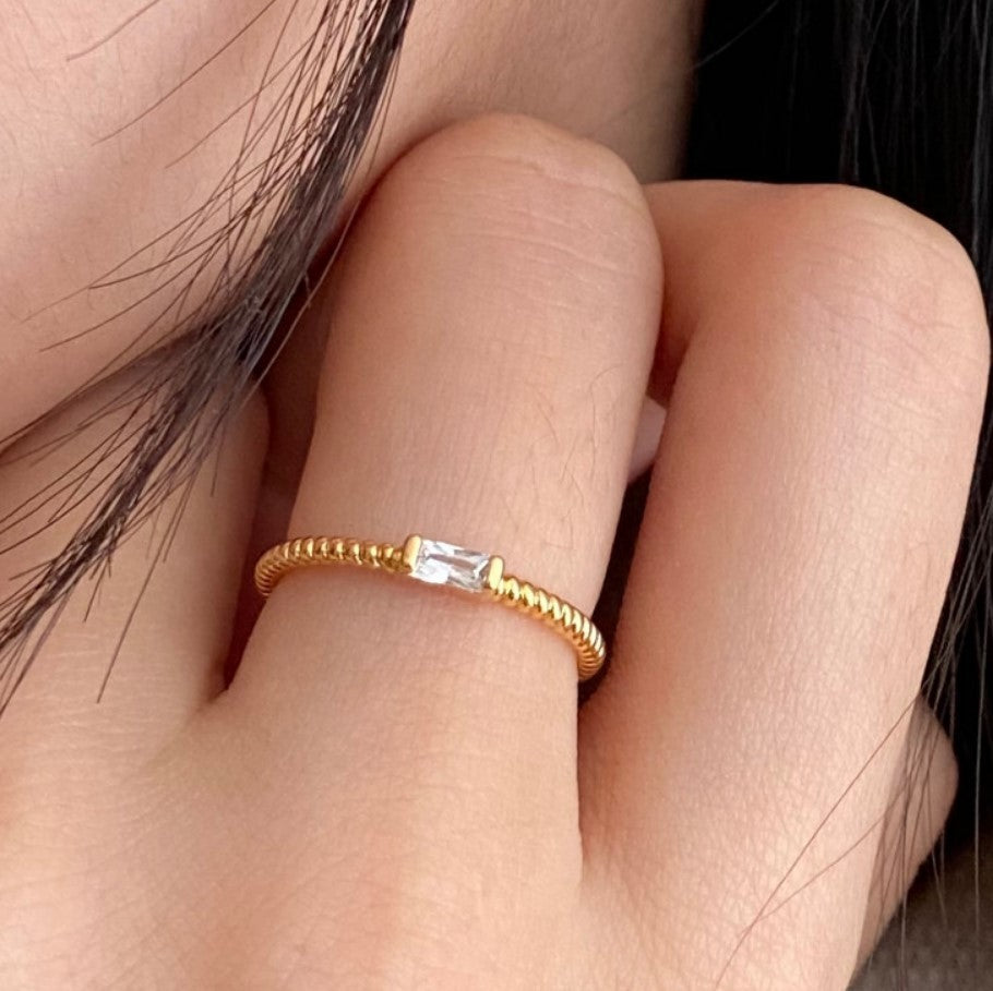 Womens Heart Ring Zircon Diamond Korean Vintage Gold Plated