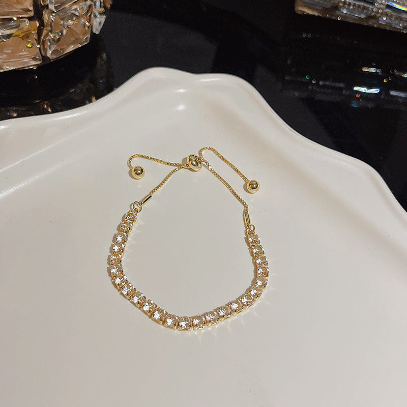 Womens Copper Bracelet With Zircon Flower Pearl Elegant Electroplated Bracelet Affordable Jewelry Gift For Her