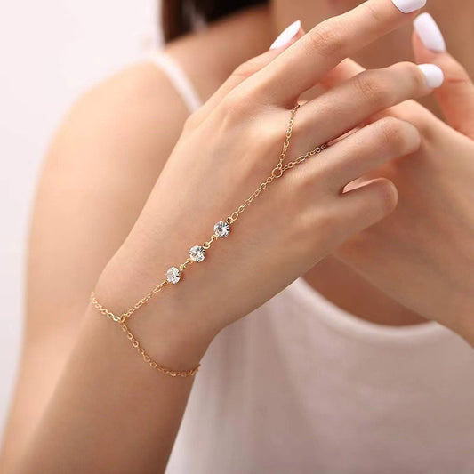Womens Geometric Alloy Bracelet Double Sided Diamond Design Electroplated Gold Finish Fashion Jewelry Elegantly