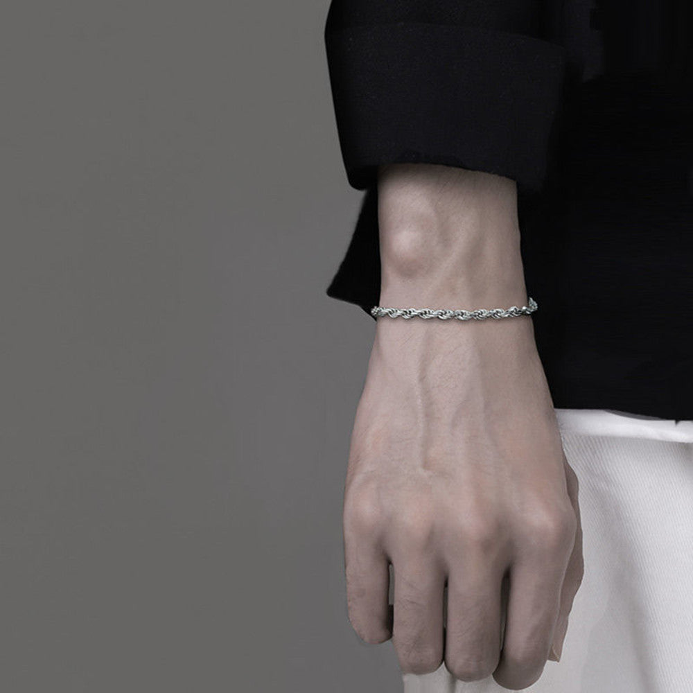 Twisted Rope Bracelet Fox Tail Claw Adjustable Steel Color