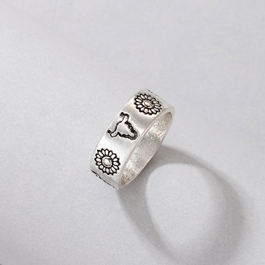 Geometric Aluminum Ring Silver Gold Plated Unisex Band