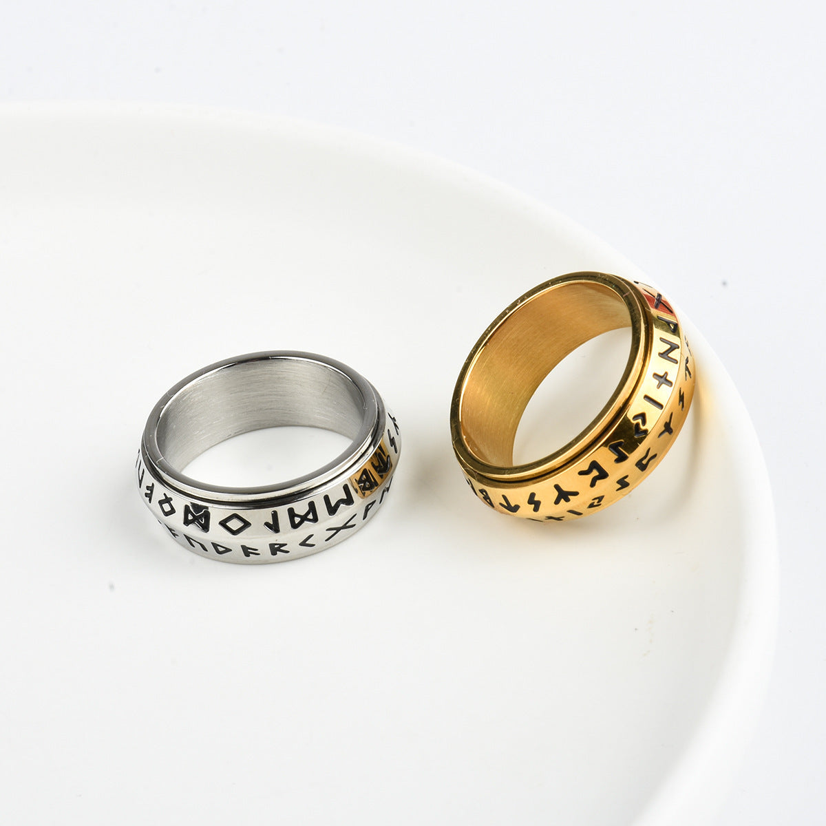 Geometric Nordic Viking Rune Titanium Steel Ring Unisex Jewelry For Wear Durable Hypoallergenic Size 7 8 9 10 11 12