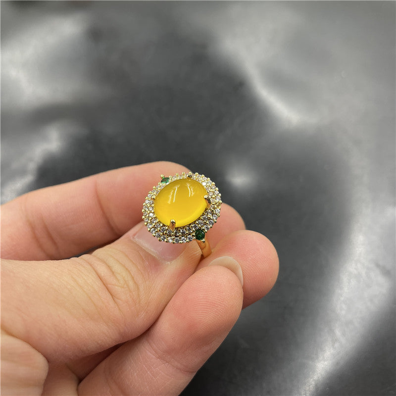 Geometric Inlaid Blue Chalcedony Agate Ring Handmade Polished Fashion Jewelry For Women Elegant Durable Timeless Gift