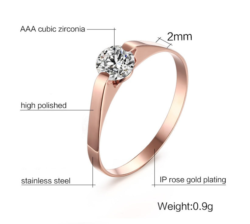 Stainless Steel Ring Rose Gold Tone For Women Elegant Minimal Band Color No 5 No 6 No 7 Smooth Finishes Everyday Wear