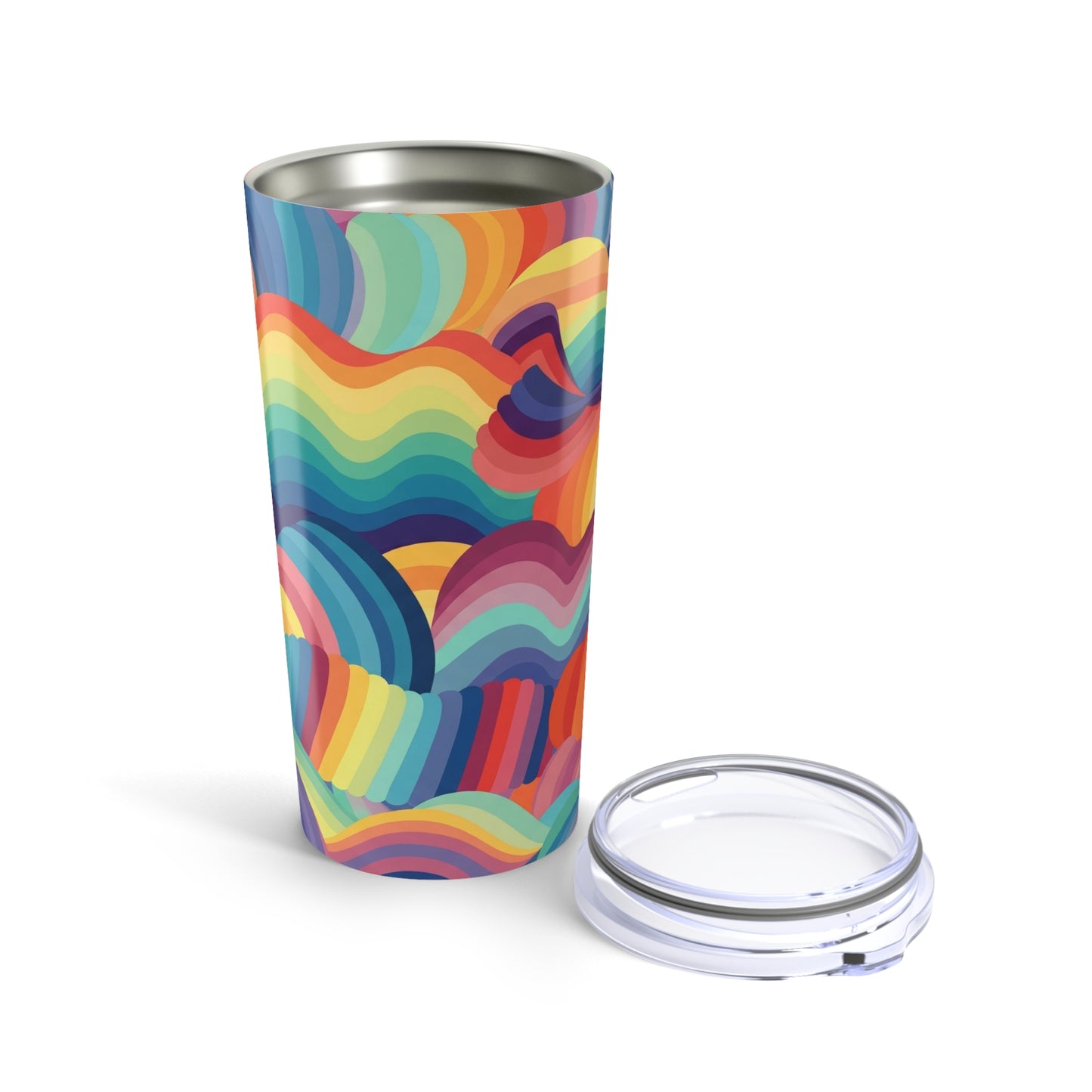 20 oz Stainless Steel Travel Tumbler With Double Wall Insulation Leak Proof Lid Printed Hot Cold Beverages BPA Free