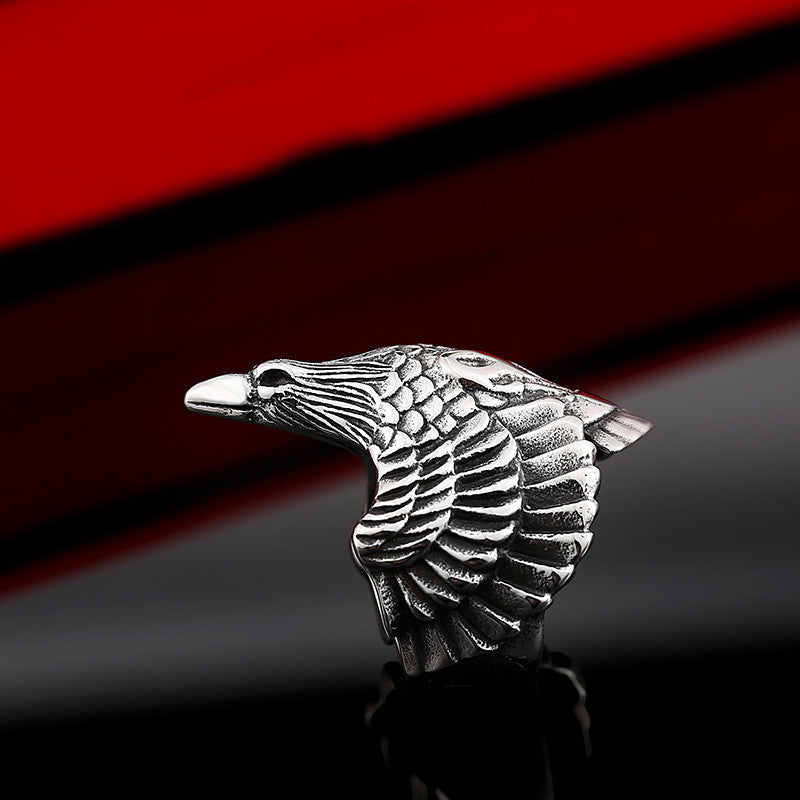 Men's Fashion Ring Personalized Stainless Steel Crow Design Ring Geometric Statement Ring Simple Titanium Steel Ring for Him Fashion Jewelry Gift