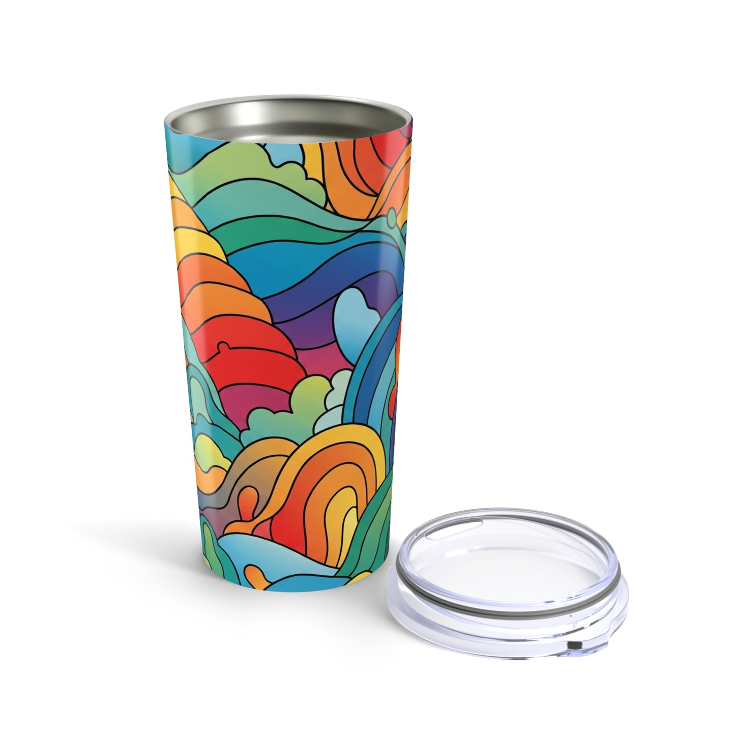 20 Ounce Stainless Steel Tumbler With Double Wall Vacuum Insulation Spill Resistant Travel Mug With Printed Design