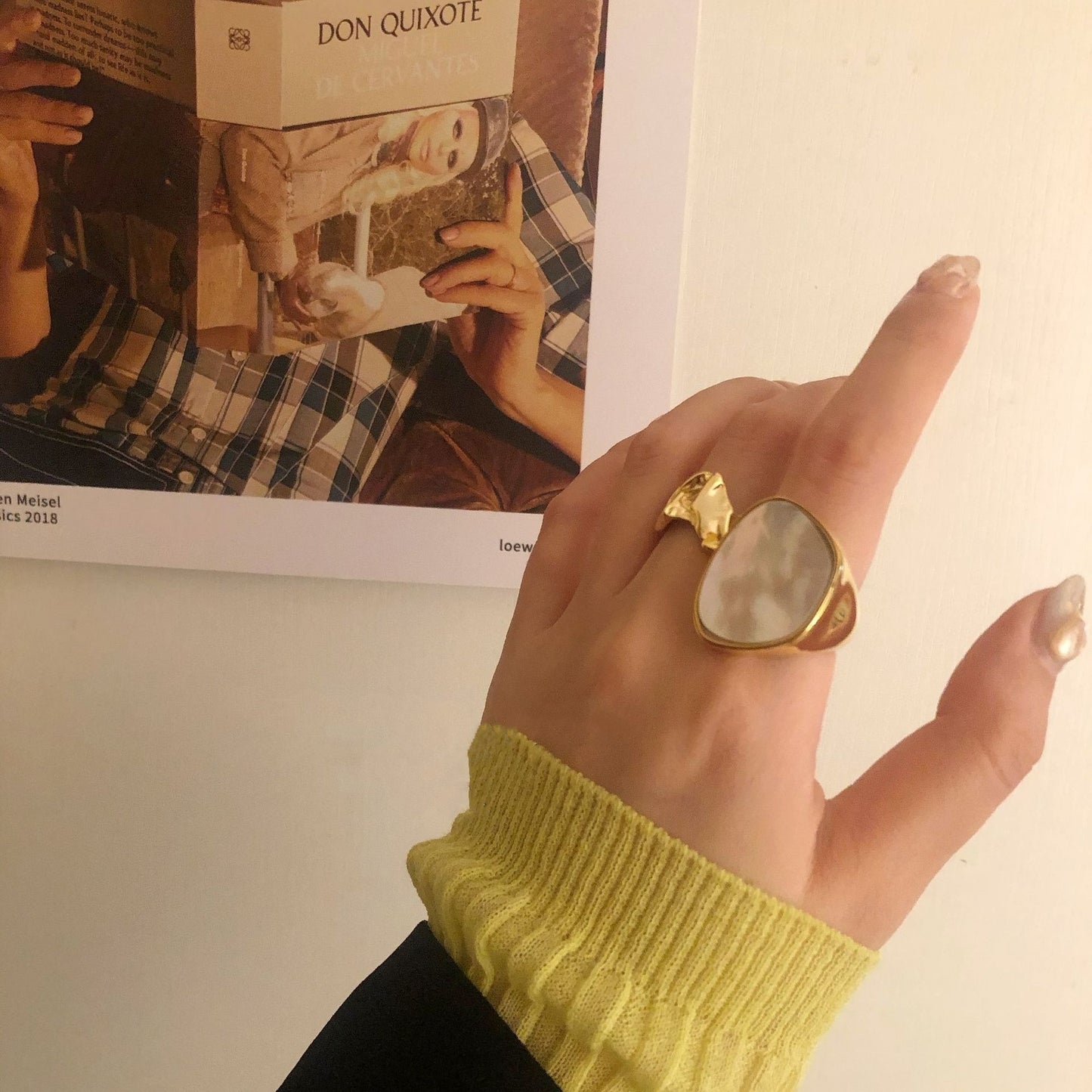 Womens 925 Sterling Silver Exaggerated Trapezoidal Shell Design Ring Adjustable Opening Unique Fashion Jewelry