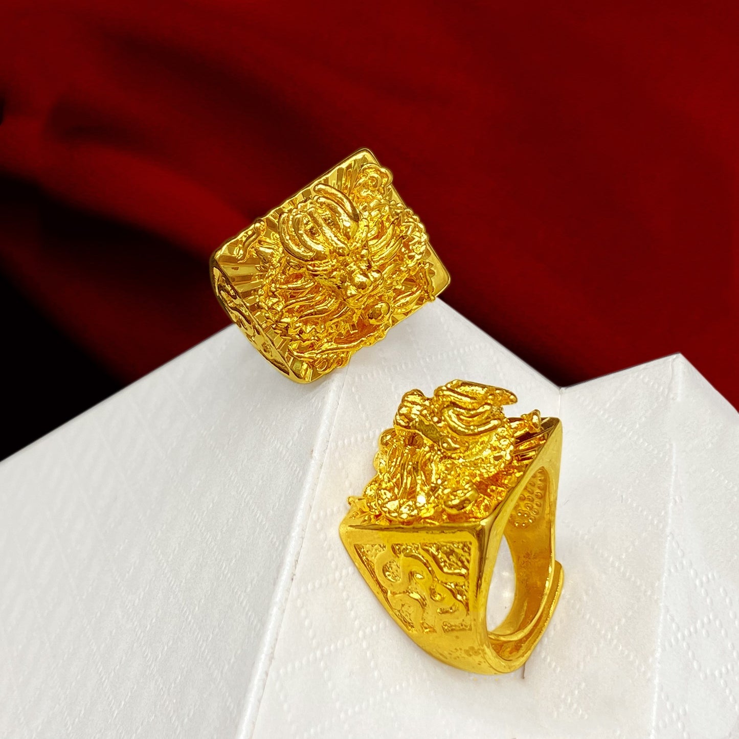 Mens Gold Plated Dragon Ring Adjustable Brass 3D Animal Zodiac Design Statement Ring For Men Unique Gift Today