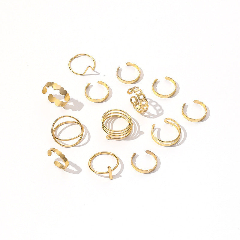 Simple Retro Knuckle Water Drop Geometry Diamond Ring Open Mouth Copper Geometric Animal Zodiac Electroplating Sweet