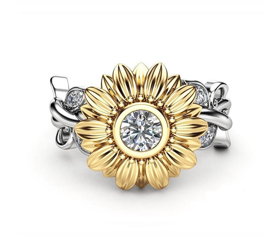 Metal Flower Sculpture Golden Chrysanthemum Brass And White Steel Elegant Home Office Desk Ornament Decor Arts