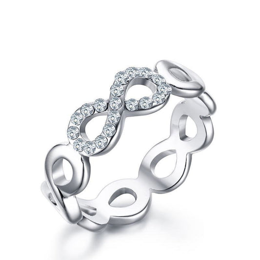 Korean Style Titanium Ring For Women With Rhinestone Accent