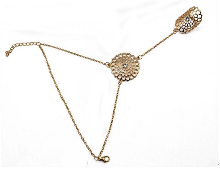 Geometric Bracelet With Hollow Flower Dreamcatcher Link Alloy Electroplate Fashion Jewelry For Women And Girls