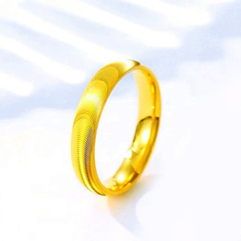 Unisex Cats Eye Ring Alluvial Gold Tone Copper Corrugated Band High Quality Fashion Jewelry Daily Wear Durable