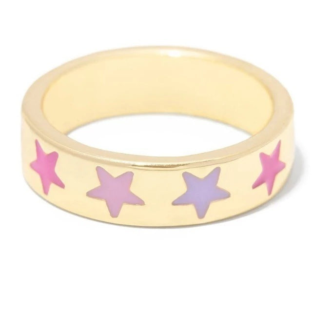 Smiley Face Flower Ring Electroplated Korean Retro Design