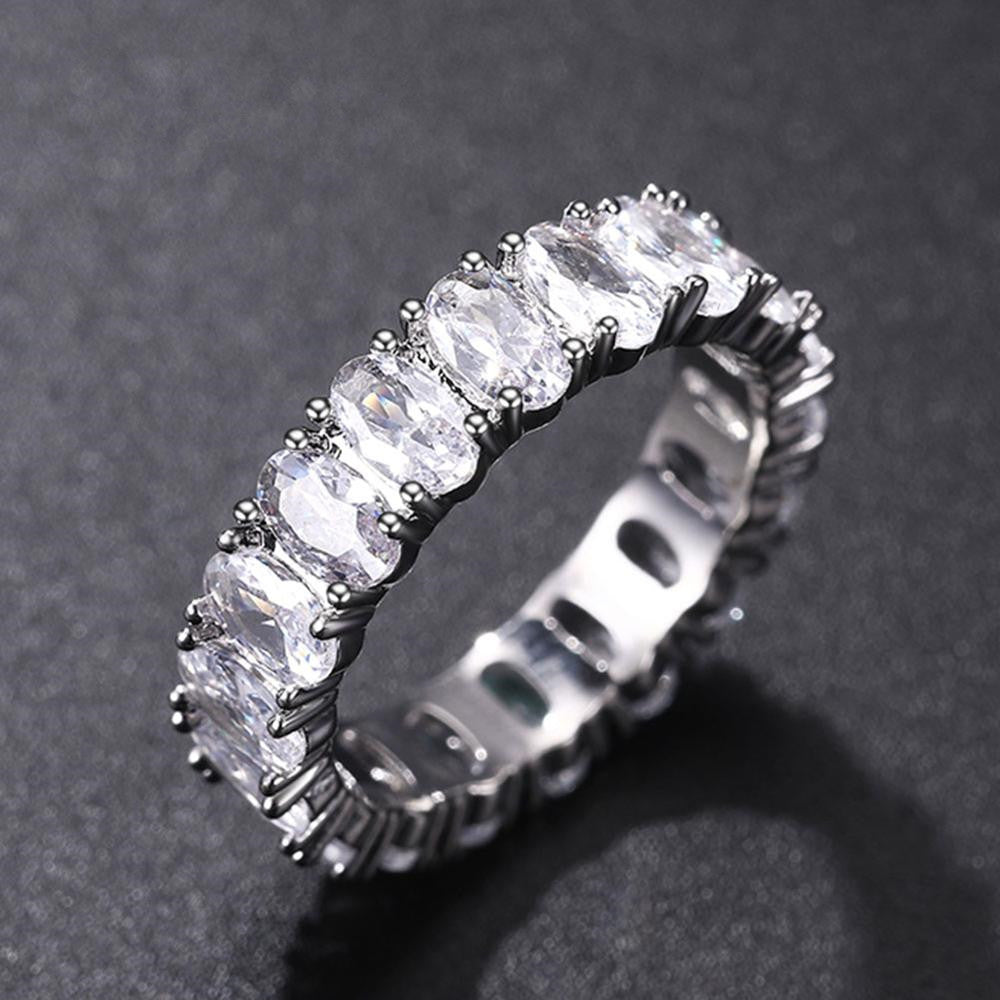 Egg Shaped Zircon Ring Geometric Copper Plated Electroplated Fashion Jewelry For Her Statement Gift Durable Quality