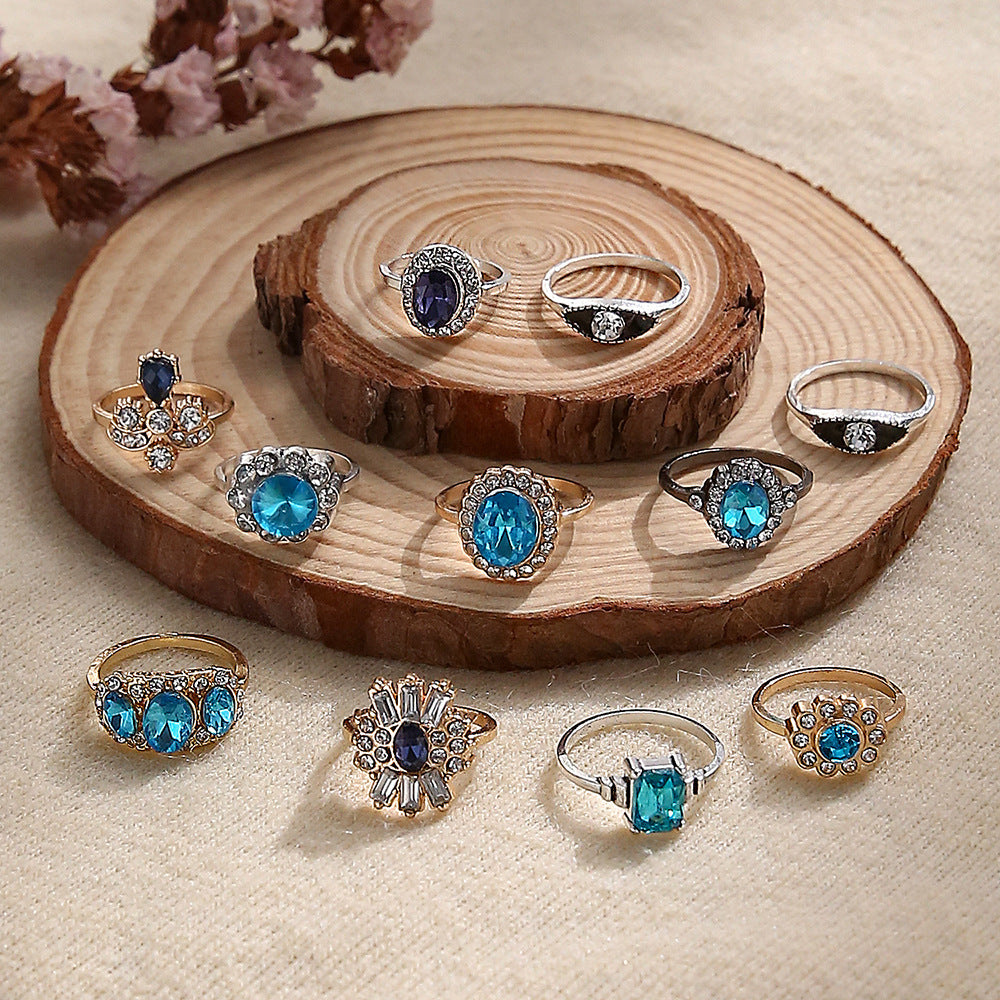 Two Tone Gold And Silver Ring With Rhinestones Geometric Design Jewelry For Ladies Electroplated Alloy Fashion