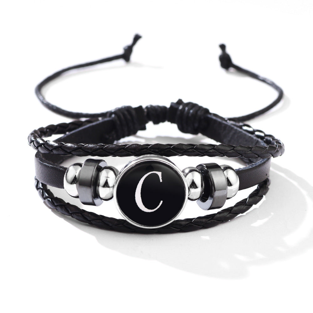 Womens Leather Bracelet With Initials Charm Adjustable Extension Classic Jewelry For Women And Girls For Women