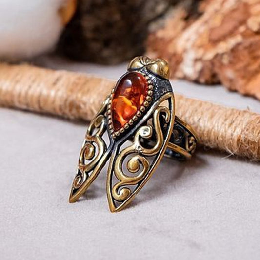 Vintage Electroplated Animal Ruby Ring Unisex Alloy Inlay