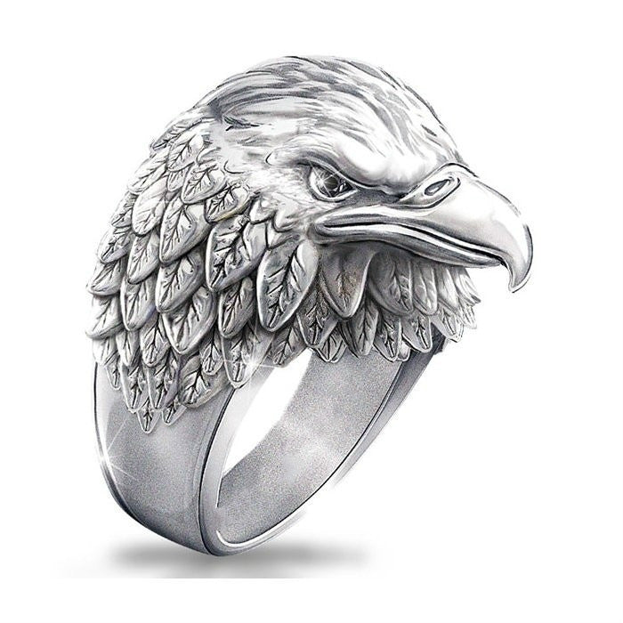 Mens Vintage Electroplated Eagle Ring European Animal Zodiac 3D Design Vintage Alloy Statement Ring For Fashion Lovers