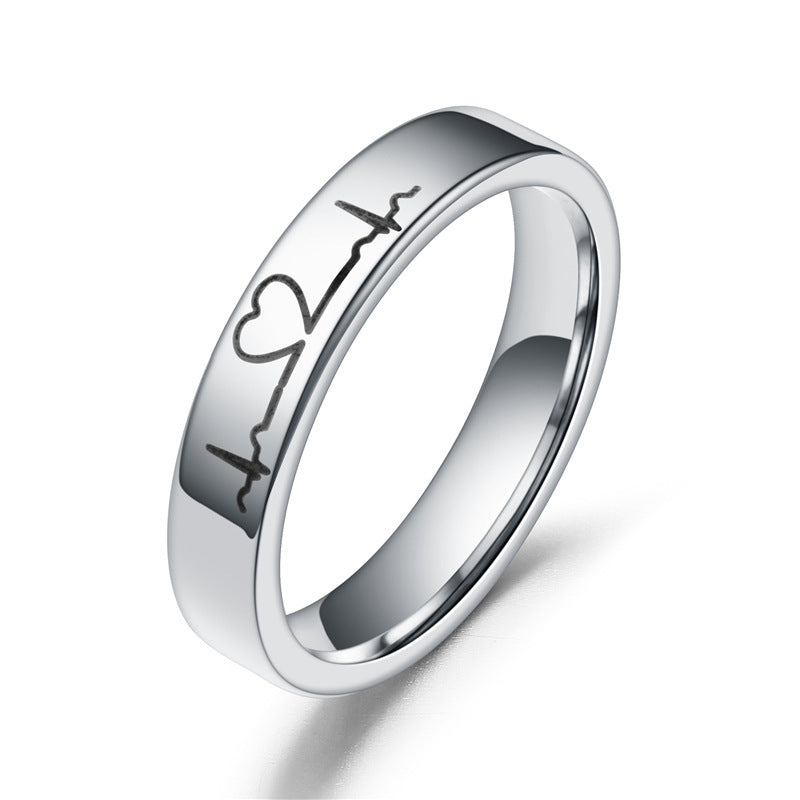 Stainless Steel Couple Rings Heart Promise His Hers 6mm 4mm