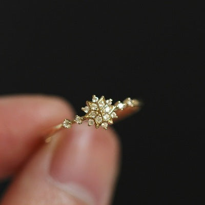 Snowflake Studded Ring Exquisitely Crafted Jewelry Winter Holidays Festive Celebration Accessories Elegant Women Style