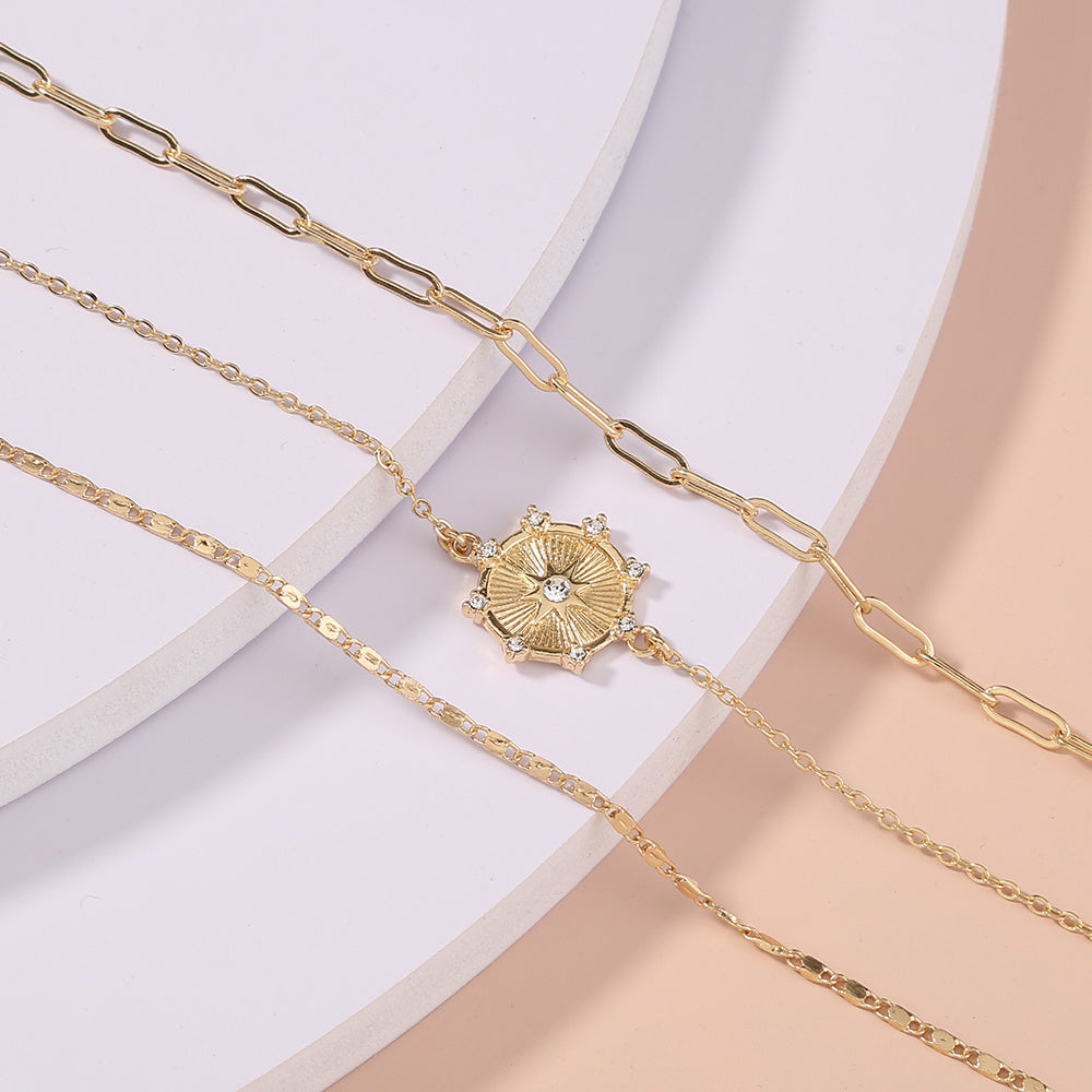 Womens Layered Bracelet With Star Diamond Tag And Lattice Chain Europe Inspired Zinc Alloy Copper Jewelry Elegant