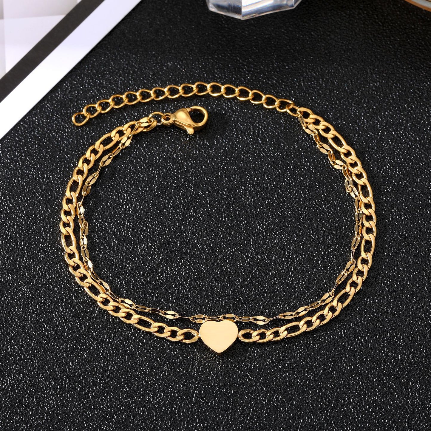 Stainless Steel Bracelet For Women Love Heart Geometric Electroplated Design Jewelry Non Fading FashionAccessory