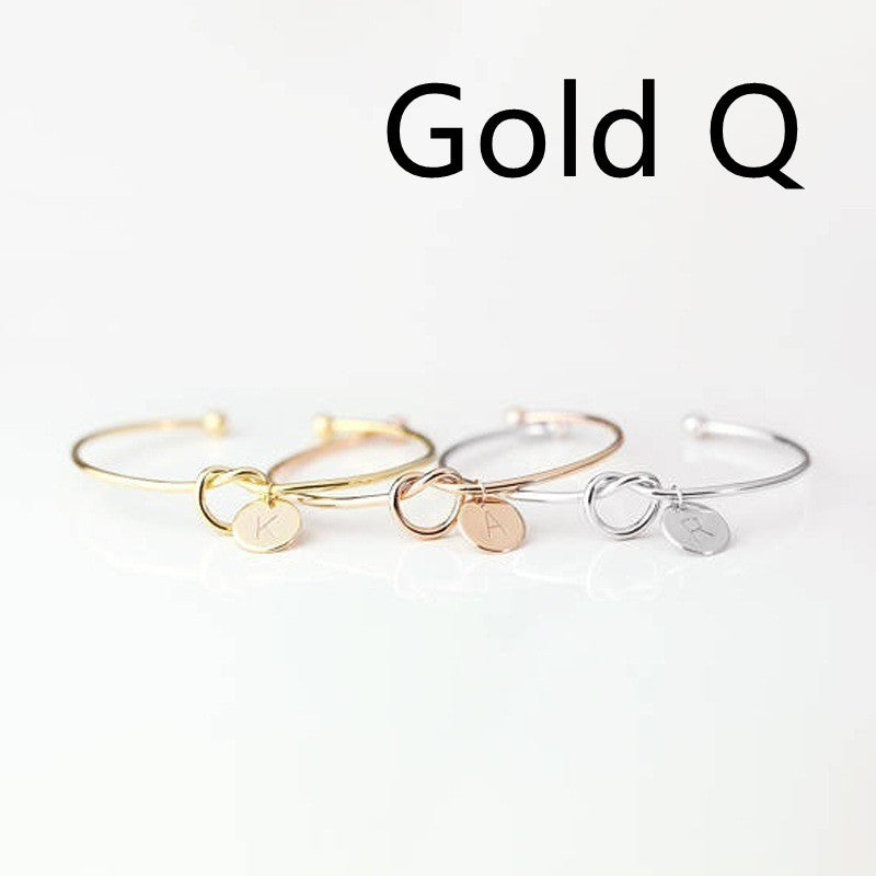 Womens Alloy Letter Bracelet Dead Knot Bangle Jewelry Gold