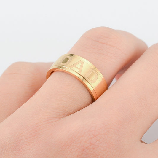 Dad Ring Stainless Steel Frosted Band 8mm Width 2mm Wall Thickness and Perfect Gift for Fathers Day or Birthday