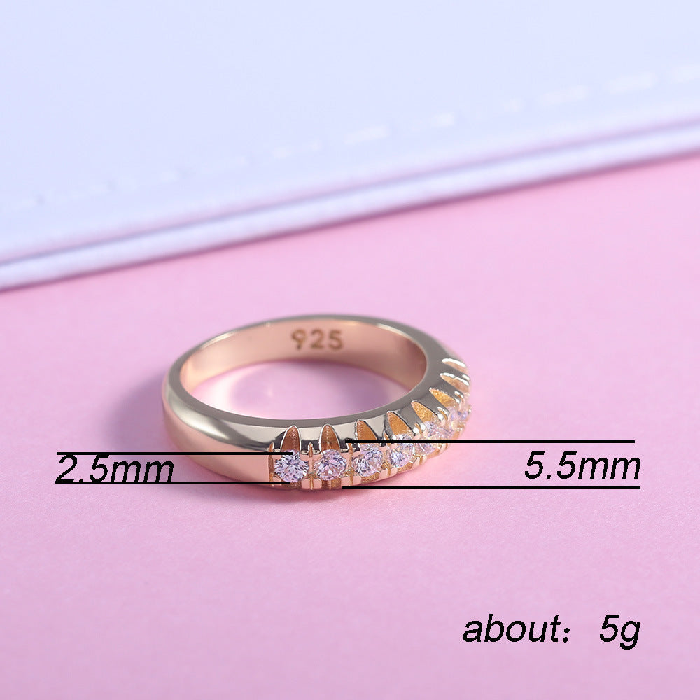 Gold Plated Copper Zircon Ring Geometric Design For Women