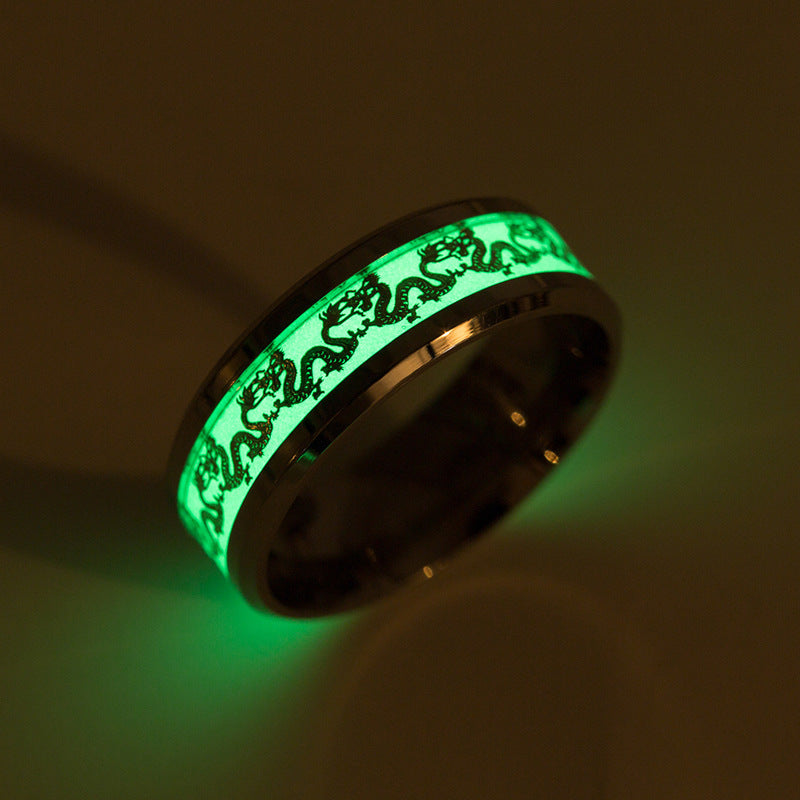 Luminous Titanium Steel Ring Glow In The Dark Unisex Bands For Men Women Durable Fashion Jewelry Gift Everyday
